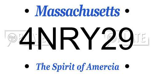 4NRY29 Massachusetts License Plate