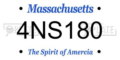 4NS180 Massachusetts License Plate