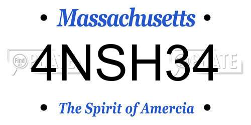 4NSH34 Massachusetts License Plate