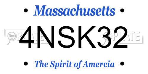 4NSK32 Massachusetts License Plate
