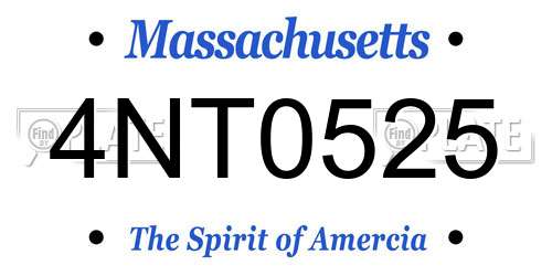 4NT0525 Massachusetts License Plate