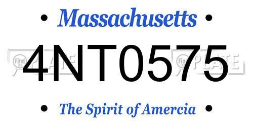4NT0575 Massachusetts License Plate