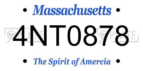 4NT0878 Massachusetts License Plate