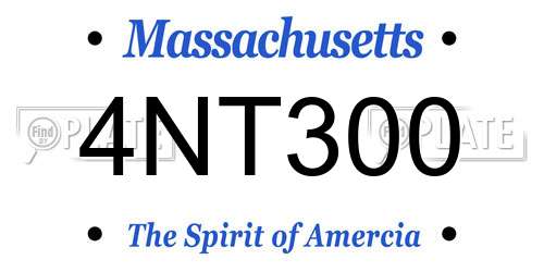 4NT300 Massachusetts License Plate