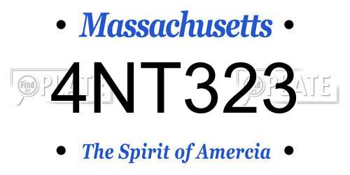 4NT323 Massachusetts License Plate