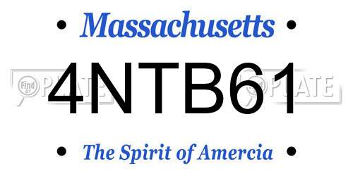 4NTB61 Massachusetts License Plate
