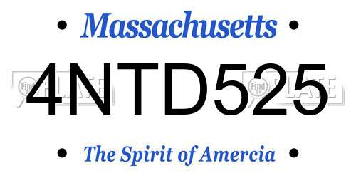 4NTD525 Massachusetts License Plate