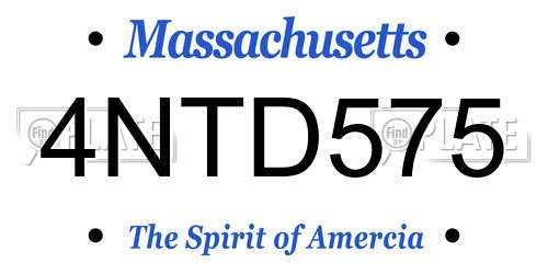 4NTD575 Massachusetts License Plate