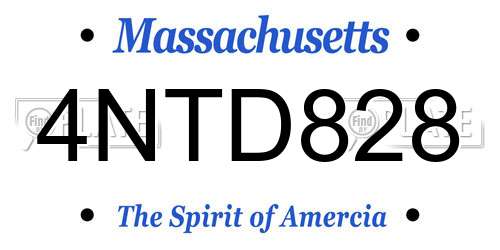 4NTD828 Massachusetts License Plate