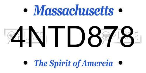4NTD878 Massachusetts License Plate