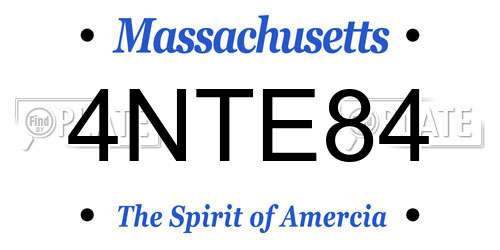 4NTE84 Massachusetts License Plate