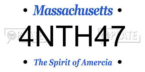 4NTH47 Massachusetts License Plate