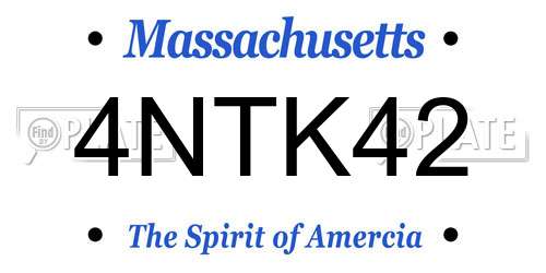 4NTK42 Massachusetts License Plate