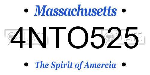 4NTO525 Massachusetts License Plate