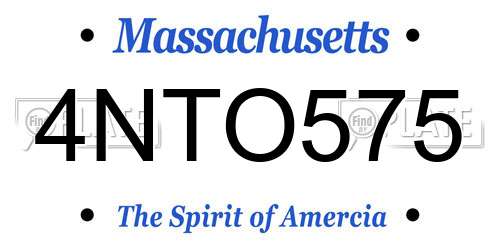 4NTO575 Massachusetts License Plate