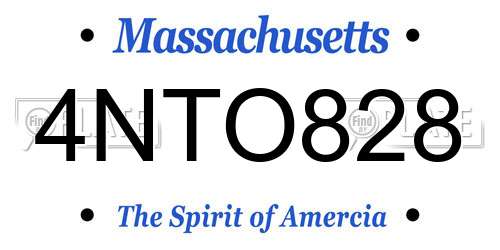 4NTO828 Massachusetts License Plate