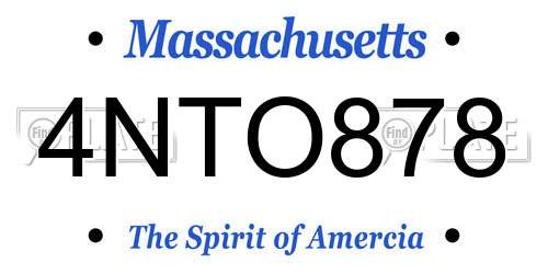 4NTO878 Massachusetts License Plate