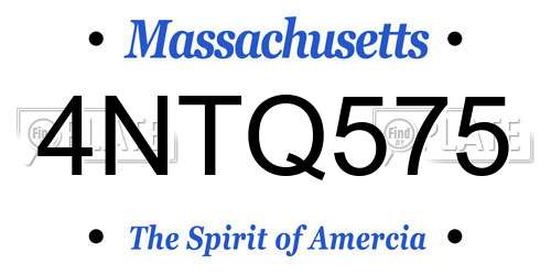 4NTQ575 Massachusetts License Plate