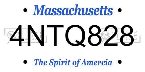 4NTQ828 Massachusetts License Plate