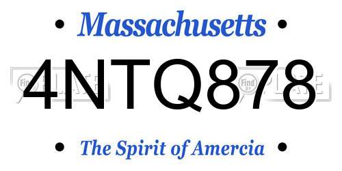4NTQ878 Massachusetts License Plate