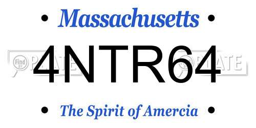 4NTR64 Massachusetts License Plate