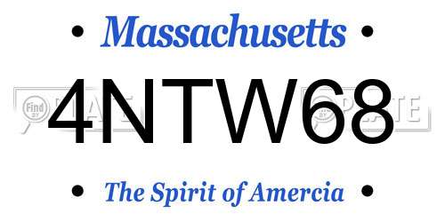 4NTW68 Massachusetts License Plate