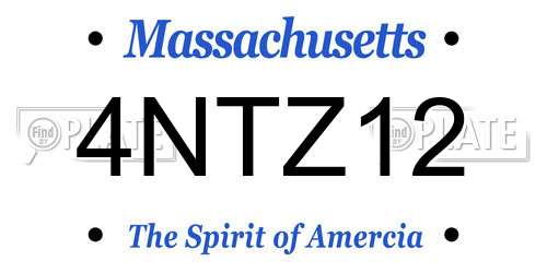 4NTZ12 Massachusetts License Plate