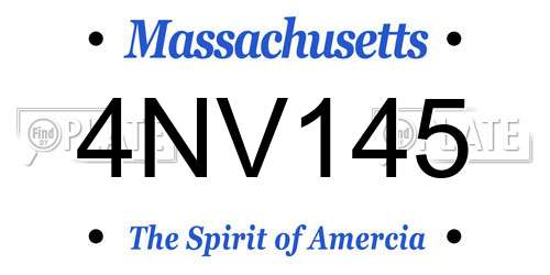 4NV145 Massachusetts License Plate