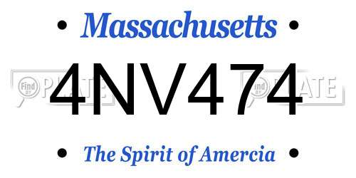 4NV474 Massachusetts License Plate