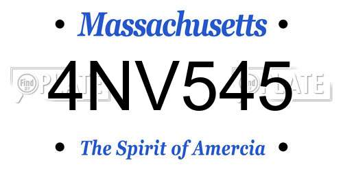 4NV545 Massachusetts License Plate
