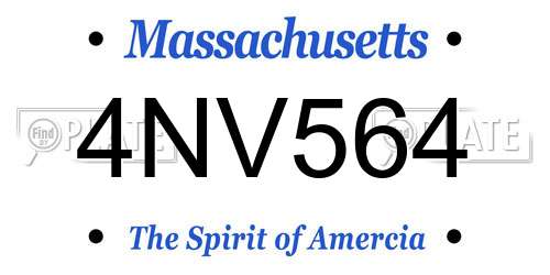 4NV564 Massachusetts License Plate