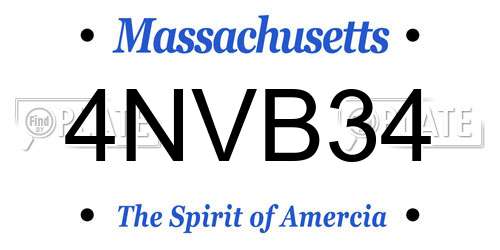 4NVB34 Massachusetts License Plate
