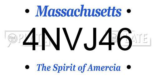 4NVJ46 Massachusetts License Plate