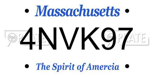 4NVK97 Massachusetts License Plate