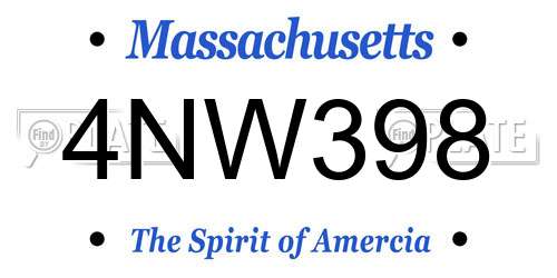 4NW398 Massachusetts License Plate