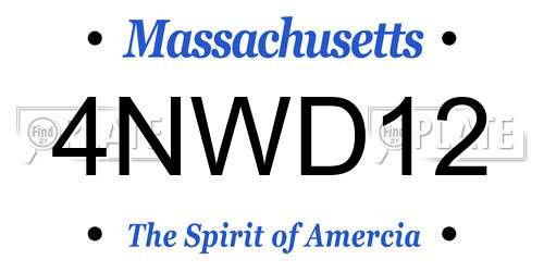 4NWD12 Massachusetts License Plate