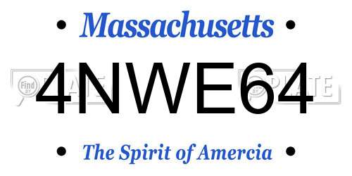 4NWE64 Massachusetts License Plate