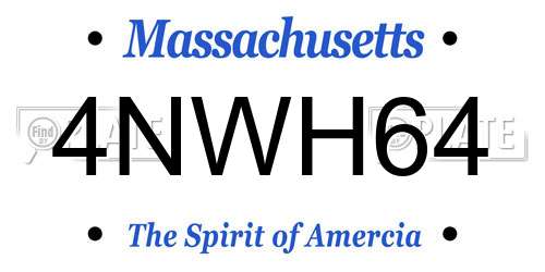 4NWH64 Massachusetts License Plate