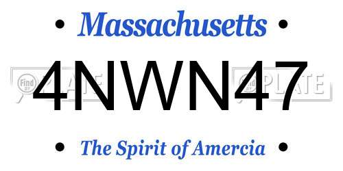 4NWN47 Massachusetts License Plate