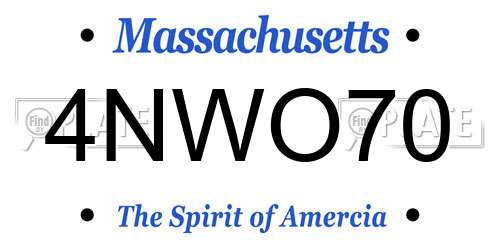 4NWO70 Massachusetts License Plate