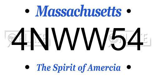 4NWW54 Massachusetts License Plate