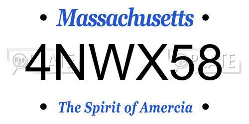 4NWX58 Massachusetts License Plate
