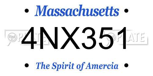 4NX351 Massachusetts License Plate