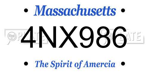 4NX986 Massachusetts License Plate