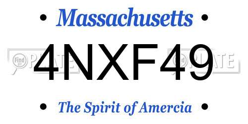 4NXF49 Massachusetts License Plate