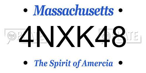 4NXK48 Massachusetts License Plate