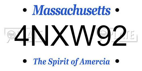 4NXW92 Massachusetts License Plate