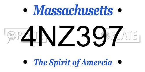4NZ397 Massachusetts License Plate