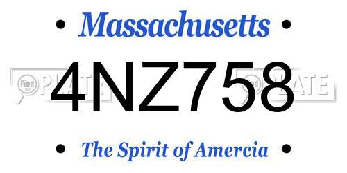 4NZ758 Massachusetts License Plate