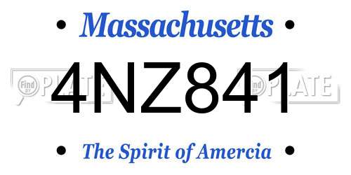 4NZ841 Massachusetts License Plate